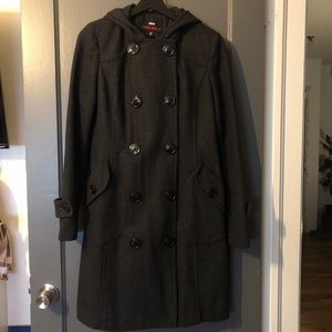 Miss Sixty• Charcoal Hooded Long Peacoat